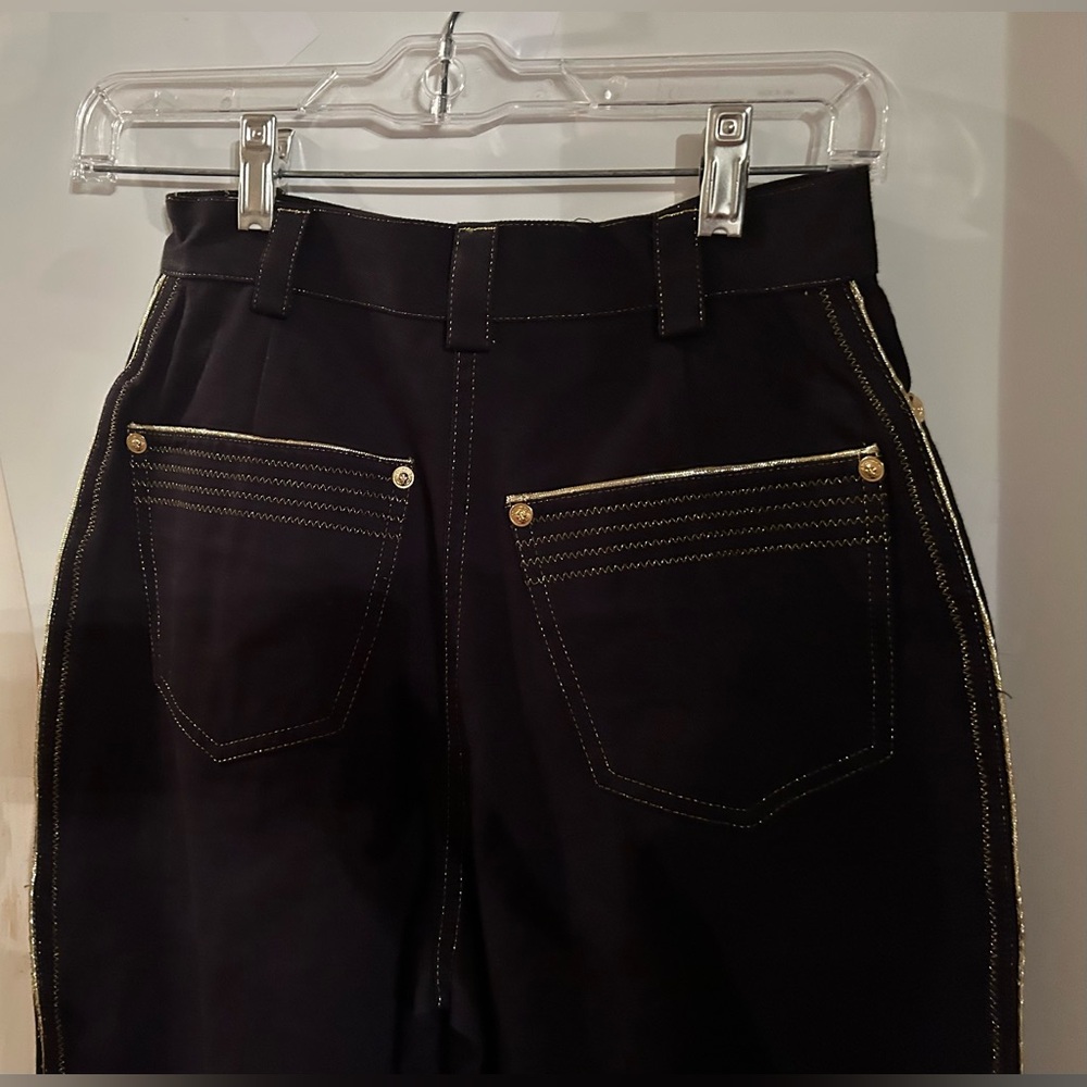 New Versus Versace Black Stretch Jeans Gold Piping size 28/42 Small made Italy - Picture 4 of 16